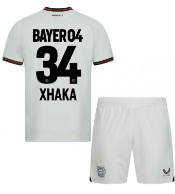 Bayer Leverkusen Granit Xhaka #34 Bortaställ Barn 2023-24 Kortärmad (+ Korta byxor)